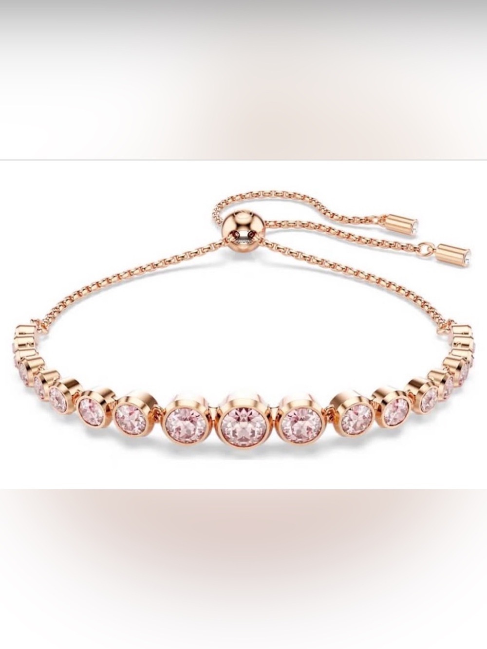 Swarovski Imber 18k Rose Gold Pink Crystal Slider Bracelet